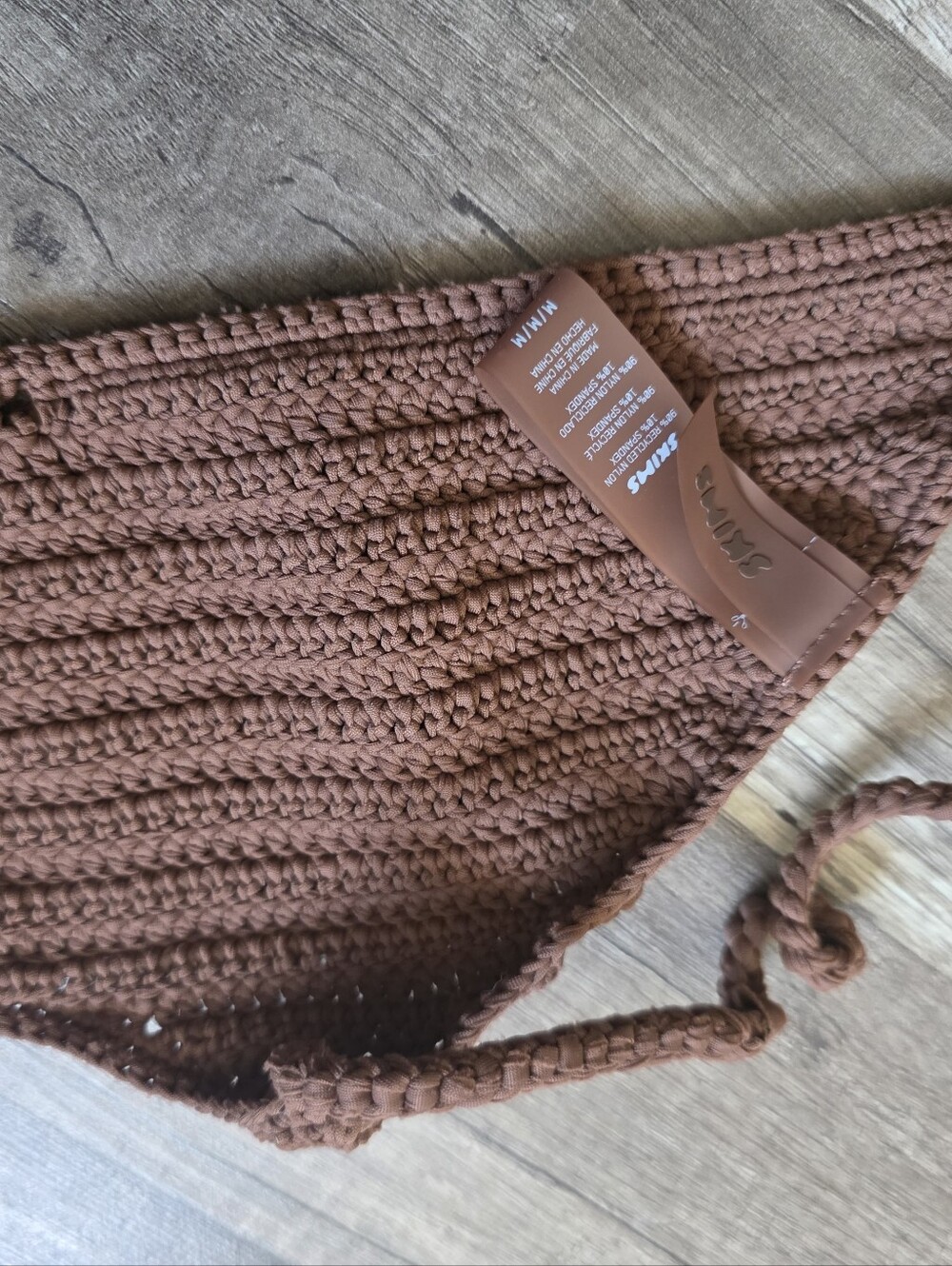 SKIMS Brown Crochet Bikini Top and Bottom Set - Picture 4 of 9